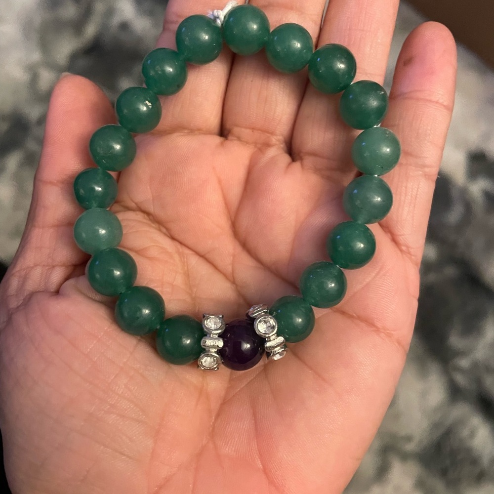 Green and Purple Beaded Bracelet